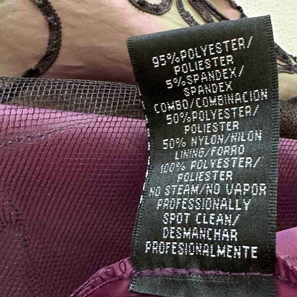 S.L. Fashions Black Iridescent Pink Green Chiffon Party Cocktail Dress Size 10P - Picture 11 of 13